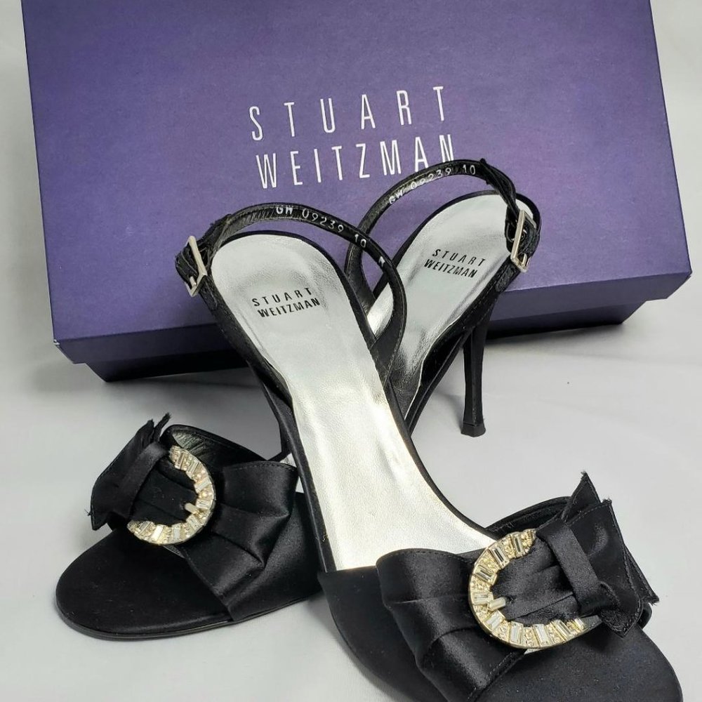 (NEW) "Stuart Weitzman Black Satin Sandals"!!!!